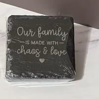 Our Family Slate Coasters 4 Pack - Square
