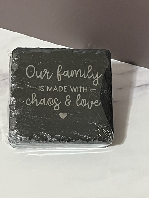 Our Family Slate Coasters 4 Pack - Square