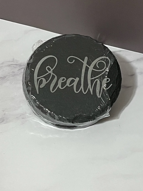 Breathe Slate Coasters 4 Pack - Round