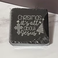 Christmas Is All About Jesus 4 Pack Slate Coasters - Square