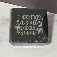 Christmas Is All About Jesus 4 Pack Slate Coasters - Square