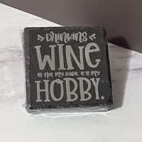 Drinking Wine 4 Pack Slate Coasters - Square